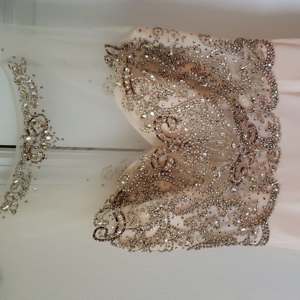 Size Small Embellished Fashion Nova Cream Gown - Picture 2 of 4